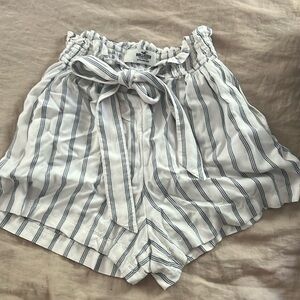 Hollister Ultra High Rise blue and white striped shorts